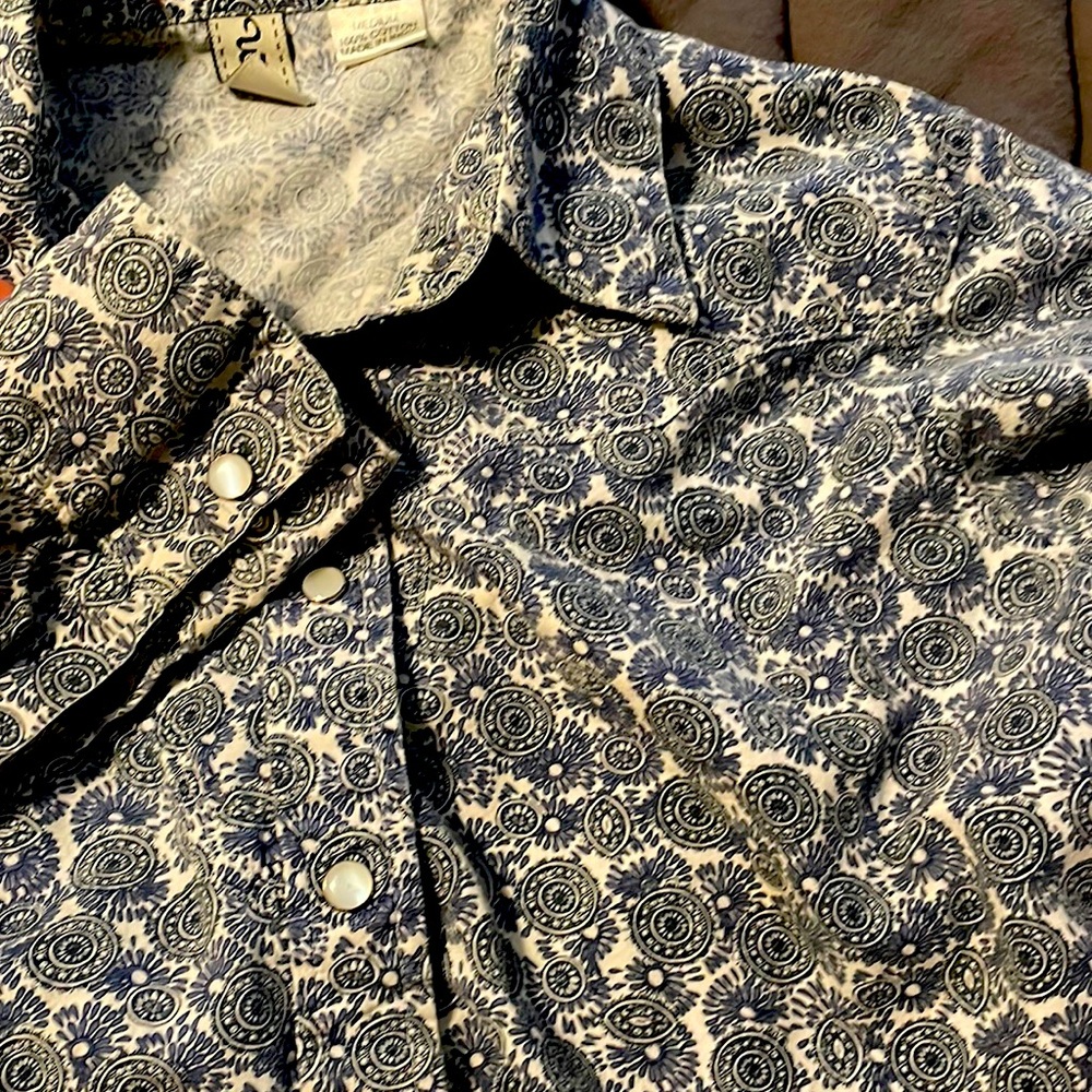Paisley Western Pearl Snap Womens Button Down Shirt